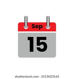 15 de setembro. Ícone Calendário. Ilustração vetorial.