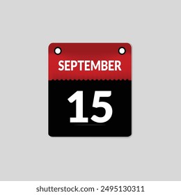 September 15- Daily Calendar Icon in flat design style 