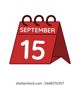 Septiembre 15 Vector de calendario de escritorio sobre fondo blanco
Vector rojo Calendario plano icono