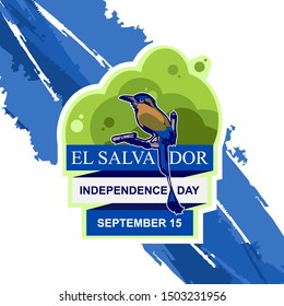 September 15, Happy Independence day of El Salvador with national bird. the national holiday of El Salvador Vector illustration. Suitable for greeting card, poster and banner.