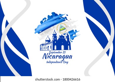 September 15, Happy Independence Day of Nicaragua vector illustration. Suitable for greeting card, poster and banner.