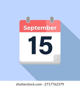 Calendario de Vector del 15 de septiembre
Calendario de Vector moderno de color plano con fecha
