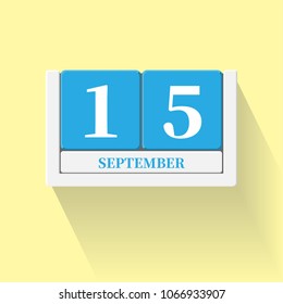 September 15. Vector flat daily calendar icon. Date and time, day, month. Holiday. Season.