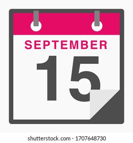 15. September Flaches Symbol, einzeln auf weißem Hintergrund. Vektorillustration