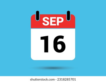 September 16 Calendar Date Flat Icon Day 16 Vector Illustration