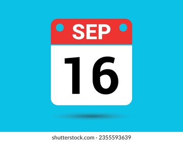 September 16 Calendar Date Flat Icon Day 16 Vector Illustration