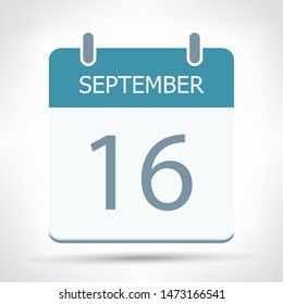 September 16 - Calendar Icon - Calendar flat design template - Business vector illustration.