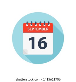 September 16 - Calendar Icon - Round Calendar design template - Business vector illustration.