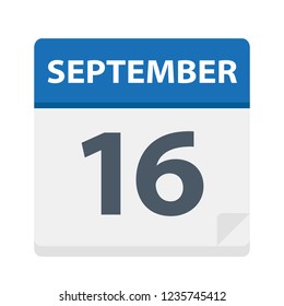 September 16 - Calendar Icon - Vector Illustration