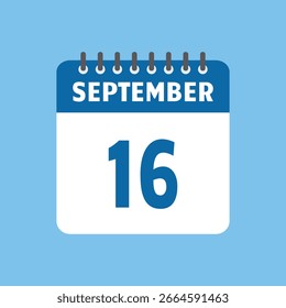 september 16 kalender symbol vektor seite monat design