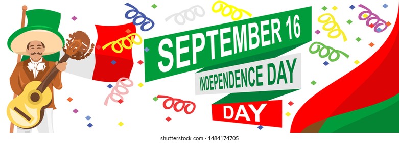 September 16, Happy Independence day of Mexico. the national holiday of Mexico Vector illustration. Suitable for greeting card, poster and banner.