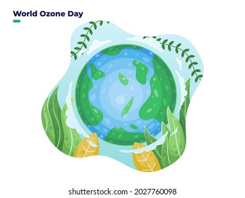 September 16, International Day Preservation of the Ozone Layer or world ozone day illustration. earth day vector. Can be used for banner, poster, postcard, greeting card, web.