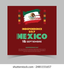 September 16 Mexico Independence Day Web Banner and Background. Mexican National Day Celebrations Banner With Mexico Flag For Social Media Cover ads, invitation card, backdrop, brochure, poster