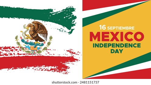 September 16 Mexico Independence Day Web Banner and Background. Mexican National Day Celebrations Banner With Mexico Flag For Social Media Cover ads, invitation card, backdrop, brochure, poster