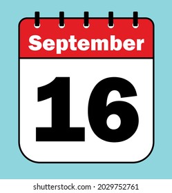 September 16 red - Calendar Icon - Vector Illustration