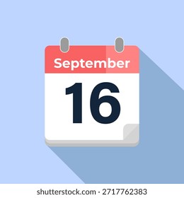 16. September Vektorkalender
Moderner flacher Farbvektorkalender mit Datum