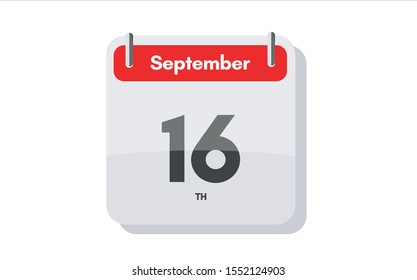 September 16th calendar icon. Day 16 of month. Vector icon illustration.