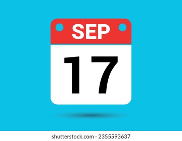 17 de septiembre Fecha del calendario Icono plano Día 17 Ilustración vectorial