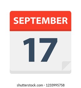 September 17 - Calendar Icon - Vector Illustration