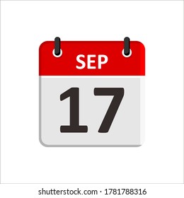 September 17 Calendar Icon. Calendar Icon with white background. Flat style. Date, day and month.