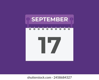 September  17 calendar reminder. 17 September  daily calendar icon template. Calendar 17 September  icon Design template. Vector illustration
