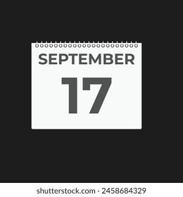 September  17 calendar reminder. 17 September  daily calendar icon template. Calendar 17 September  icon Design template. Vector illustration
