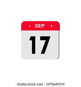 September 17. Flat icon calendar isolated on gray background. Vector illustration.