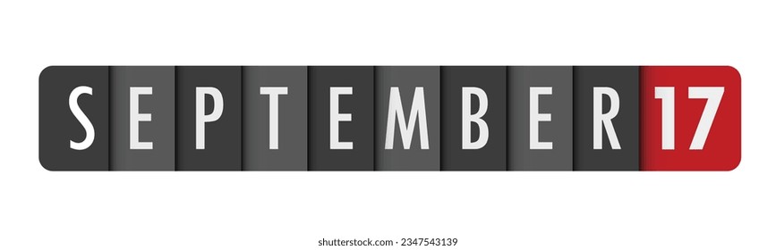 SEPTEMBER 17 gray and red vector typography banner