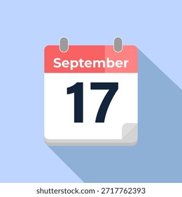 Calendario de Vector del 17 de septiembre
Calendario de Vector moderno de color plano con fecha