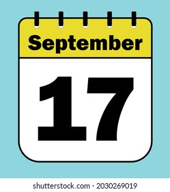 September 17 yellow - Calendar Icon - Vector Illustration