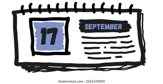 September 17th: Calendar Date Illustration