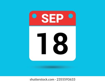 September 18 Calendar Date Flat Icon Day 18 Vector Illustration