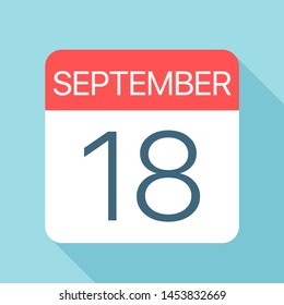 September 18 - Calendar Icon - Vector Illustration