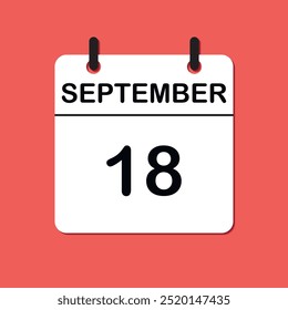 September 18. Daily Calendar icon for design. Simple design for business brochure, flyer, print media, advertisement. Easily editable.