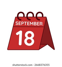 Septiembre 18 Vector de calendario de escritorio sobre fondo blanco
Vector rojo Calendario plano icono