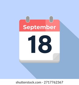 Calendario de Vector del 18 de septiembre
Calendario de Vector moderno de color plano con fecha