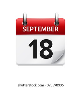 September  18. Vector flat daily calendar icon. Date and time, day, month. Holiday.