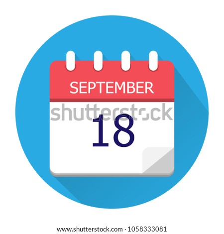 September 18. Vector flat daily calendar icon. Date and time, day, month. Holiday. Season.