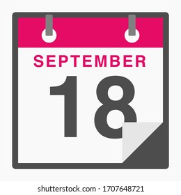 18. September Flaches Symbol, einzeln auf weißem Hintergrund. Vektorillustration
