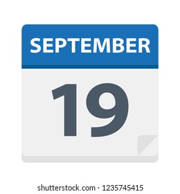 September 19 - Calendar Icon - Vector Illustration