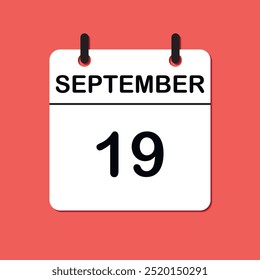 September 19. Daily Calendar icon for design. Simple design for business brochure, flyer, print media, advertisement. Easily editable.