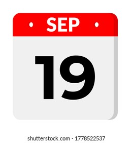 september 19 - flat calendar icon with shadow