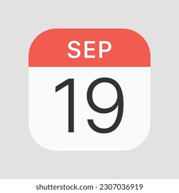 September 19 icon isolated on background. Calendar symbol modern, simple, vector, icon for website design, mobile app, ui. Vector Illustration