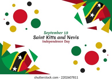 19 de septiembre, Día de la Independencia de Saint Kitts y Nevis. ilustración vectorial. Adecuado para tarjetas de felicitación, afiches y banner.