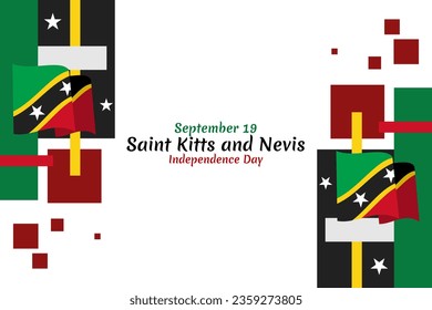 September 19, Independence Day of Saint Kitts and Nevis. vector illustration. Suitable for greeting card, poster and banner.