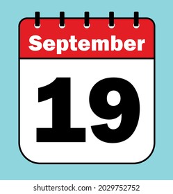 September 19 red - Calendar Icon - Vector Illustration