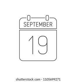 September 19. Special date of the calendar. Thin line icon. Deadline. Holiday. School time. Autumn