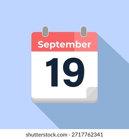 September 19 Vector Calendar
Modern flat color vector calendar with date