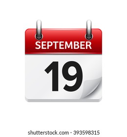 September  19. Vector flat daily calendar icon. Date and time, day, month. Holiday.