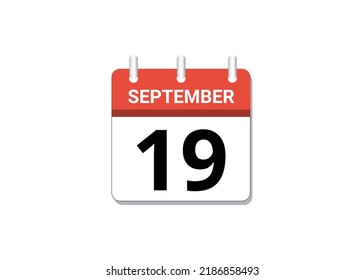 Septiembre, 19.º vectores de icono del calendario, concepto de programación, negocio y tareas
